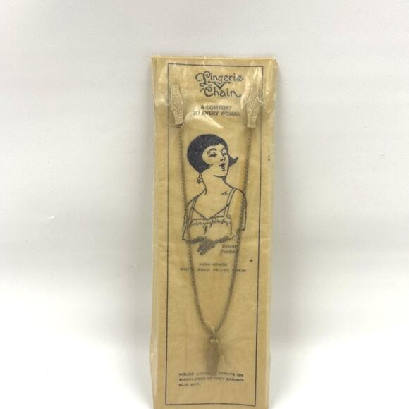 Antique Lingerie Clip Art Deco Floral White Gold Triple Clip Chain 1920s NOS - Picture 1 of 2